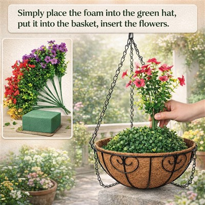 Bakul Bunga Gantung Tiruan Hiasan Luaran Tahan UV